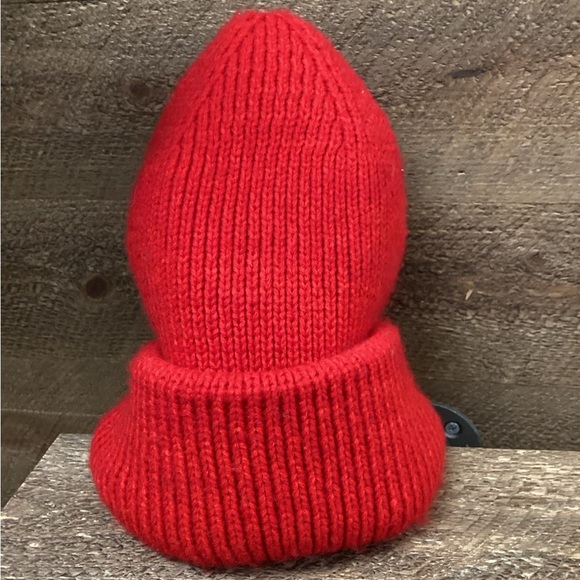 Bold Red Knit Beanie with BSBW Logo Detail - Picture 3 of 3